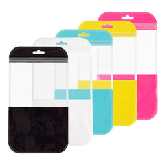 Glossy Clear Front and Half-Colored Design Zipper Seal Bags with Butterfly Hang Hole