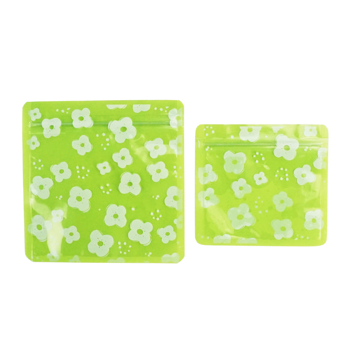 QQ Studio® Petunia Green Designed Multi-Icon Pattern QuickQlick™ Bags with Clear Window