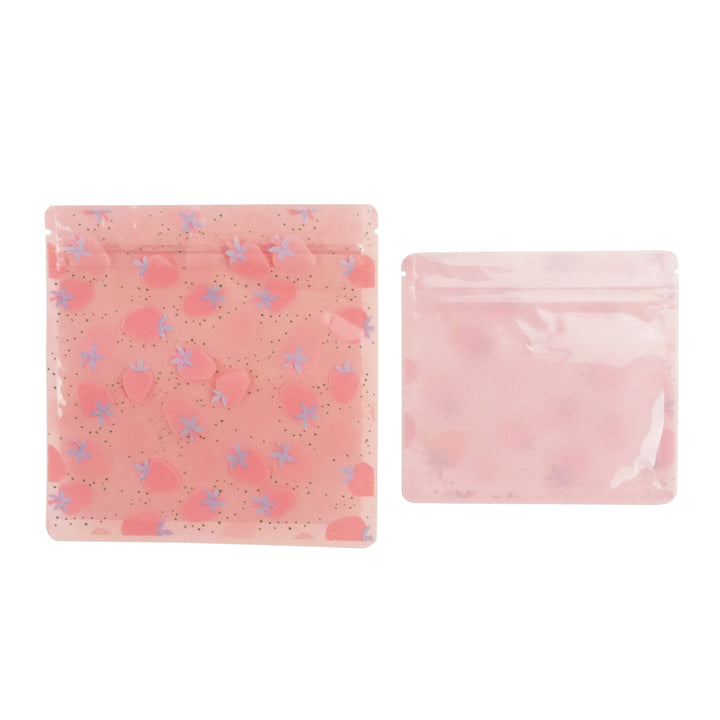 QQ Studio® Strawberry Pink Designed Multi-Icon Pattern QuickQlick™ Bags with Clear Window