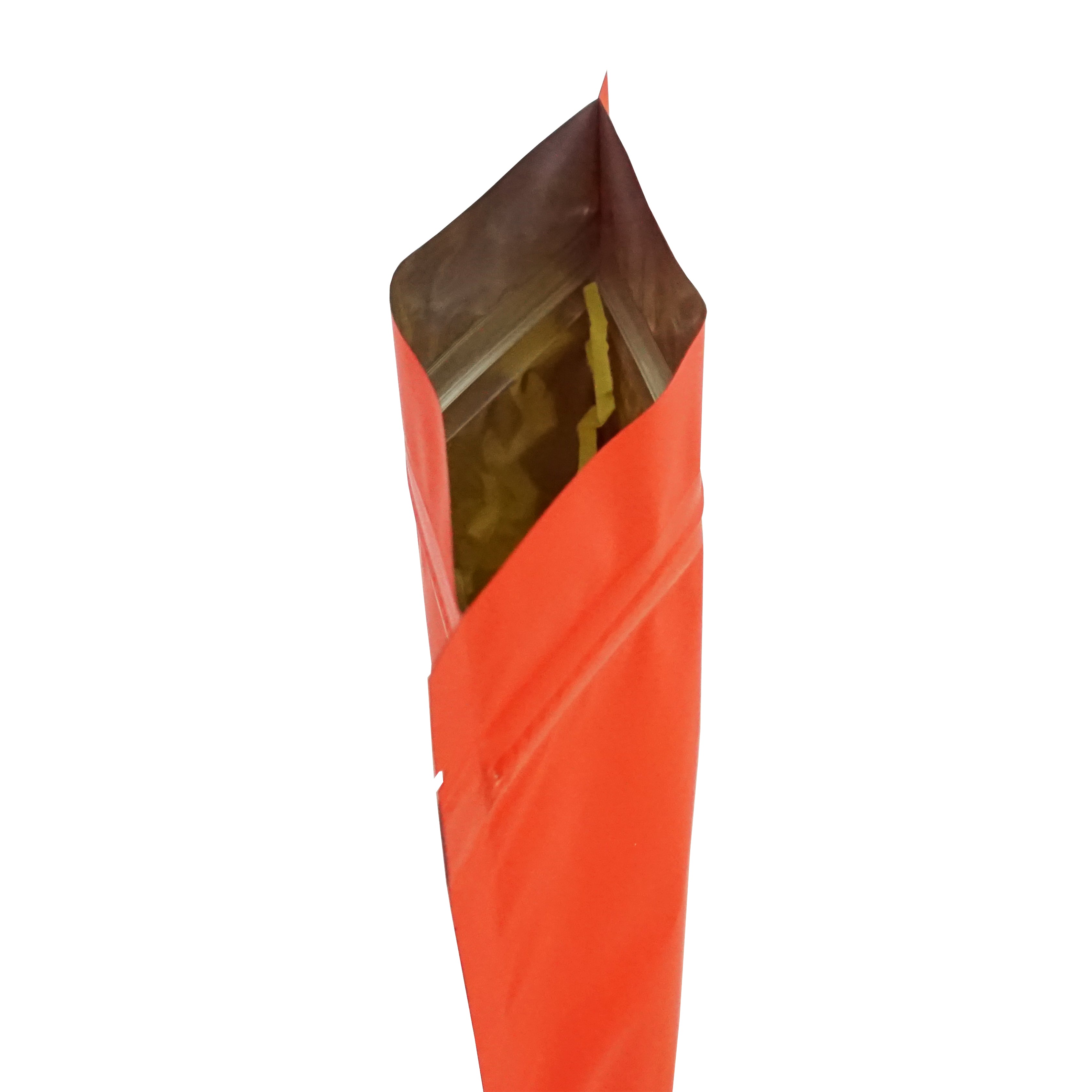 Matte Firetruck Red Metalized Foil Stand Strong® Packaging Bags With Zipper Seal