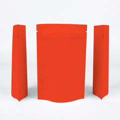 Matte Firetruck Red Metalized Foil Stand Strong® Packaging Bags With Zipper Seal