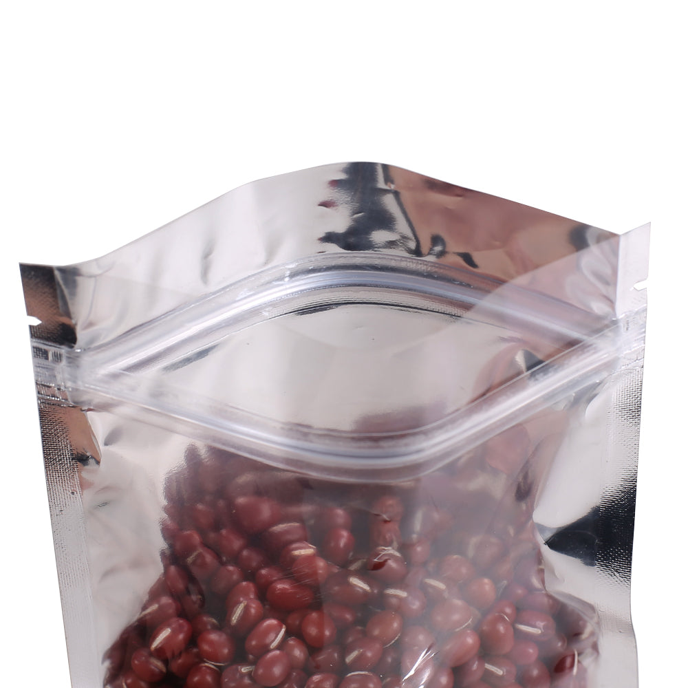 Clear and Chrome Silver Metallic Mylar Stand Strong® Bags