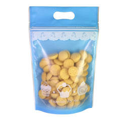 Frosted Bakery Blue with Die Cut Handles Plastic Stand Strong® Bags