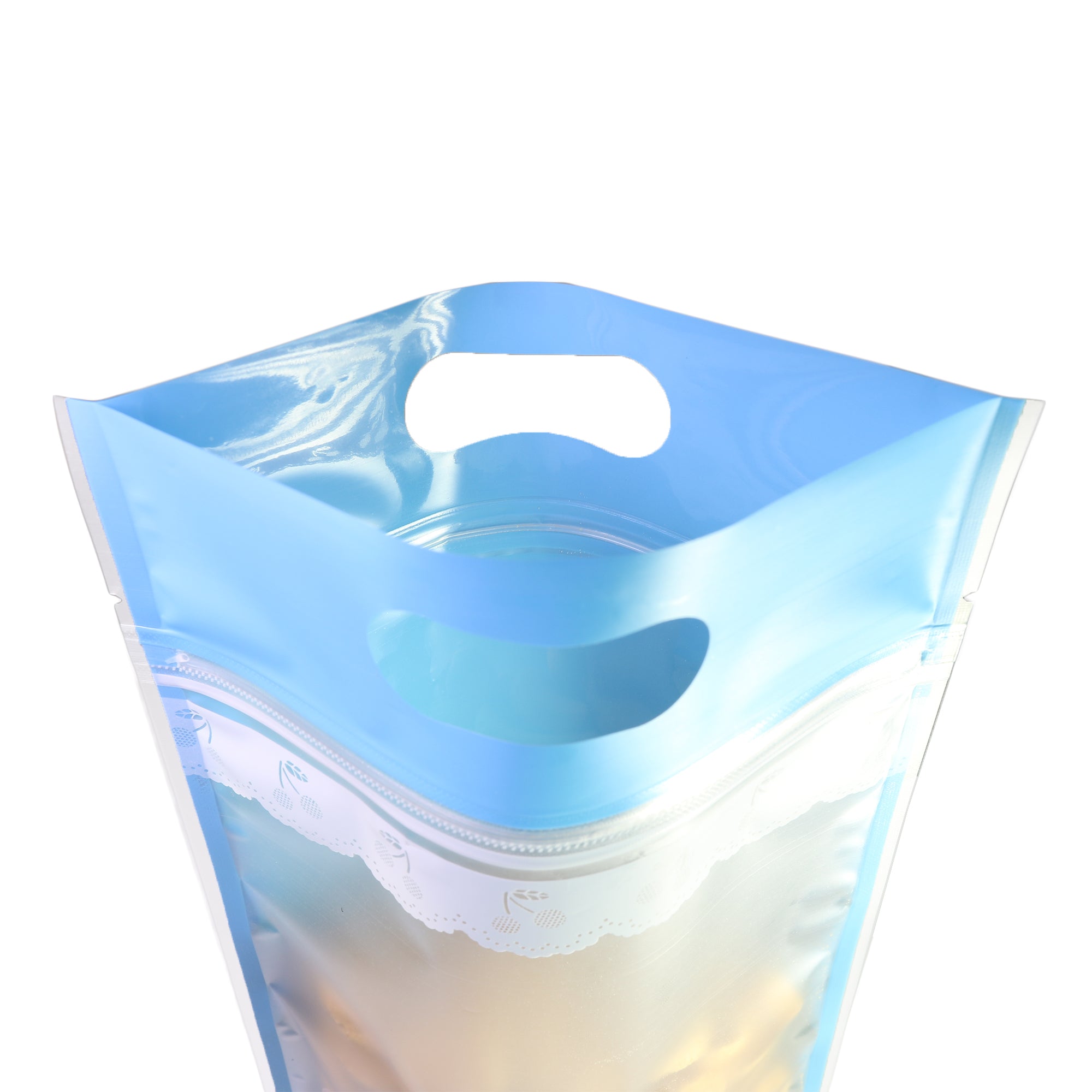 Frosted Bakery Blue with Die Cut Handles Plastic Stand Strong® Bags