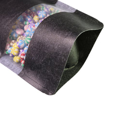 Granite Black Rice Paper with Clear Window Stand Strong® Bags