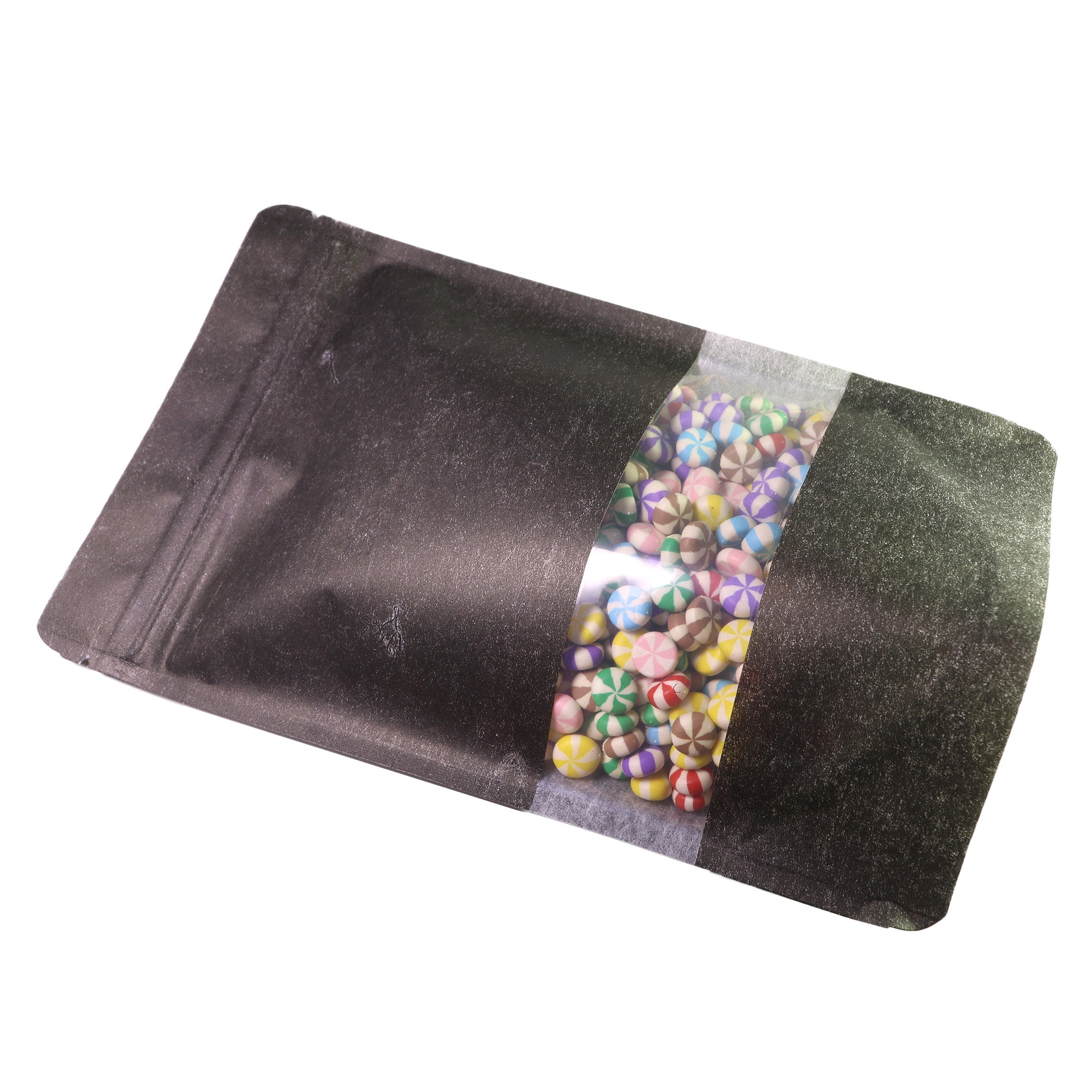 Granite Black Rice Paper with Clear Window Stand Strong® Bags