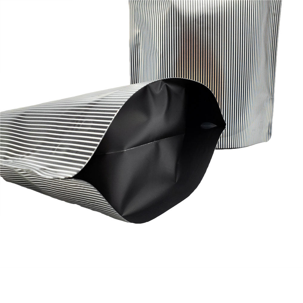 Double-Sided Pinstripe Black Mylar Stand Strong® Bags
