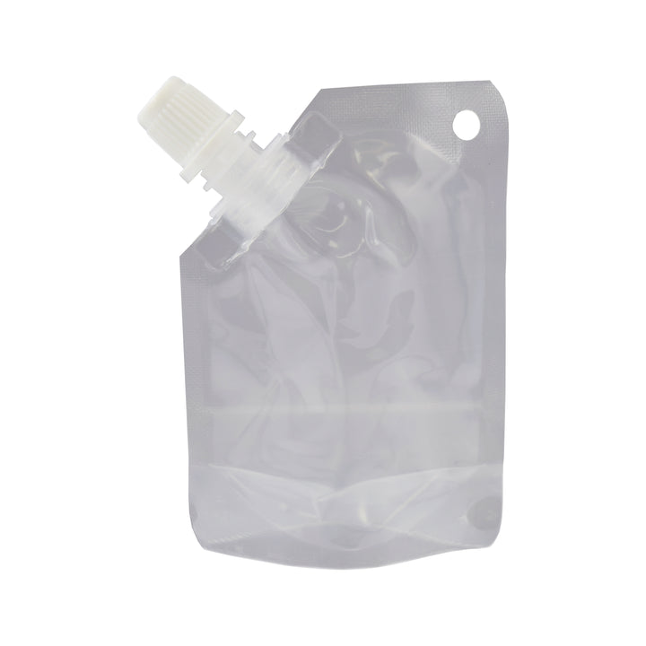 QQ Studio® Glossy Clarity Clear Plastic Stand Pouch with Corner Screw Cap Spout and Hang Hole