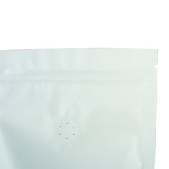 Light Roast White Foil Coffee Valve Stand Strong® Pouches with Zipper Seal