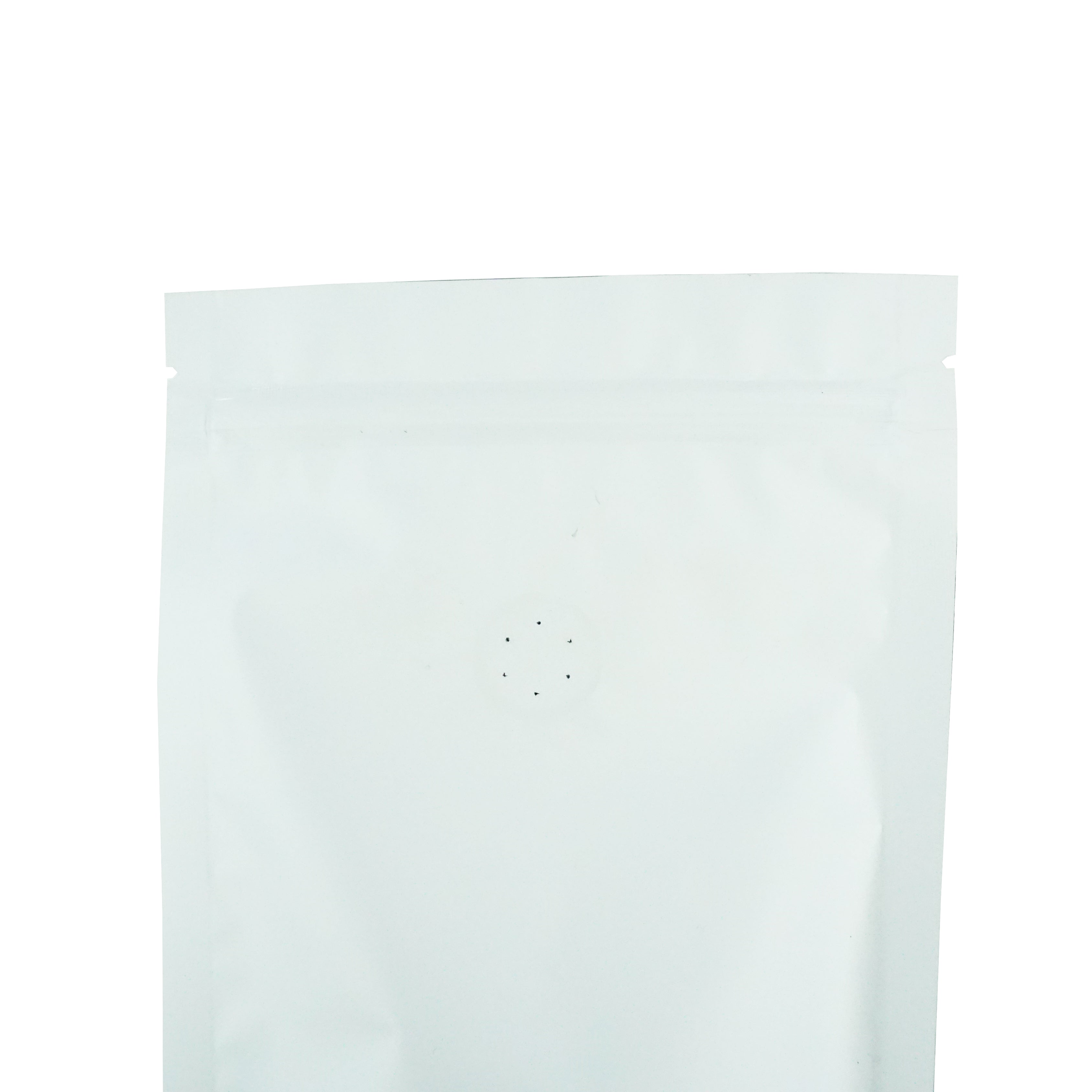 Light Roast White Foil Coffee Valve Stand Strong® Pouches with Zipper Seal