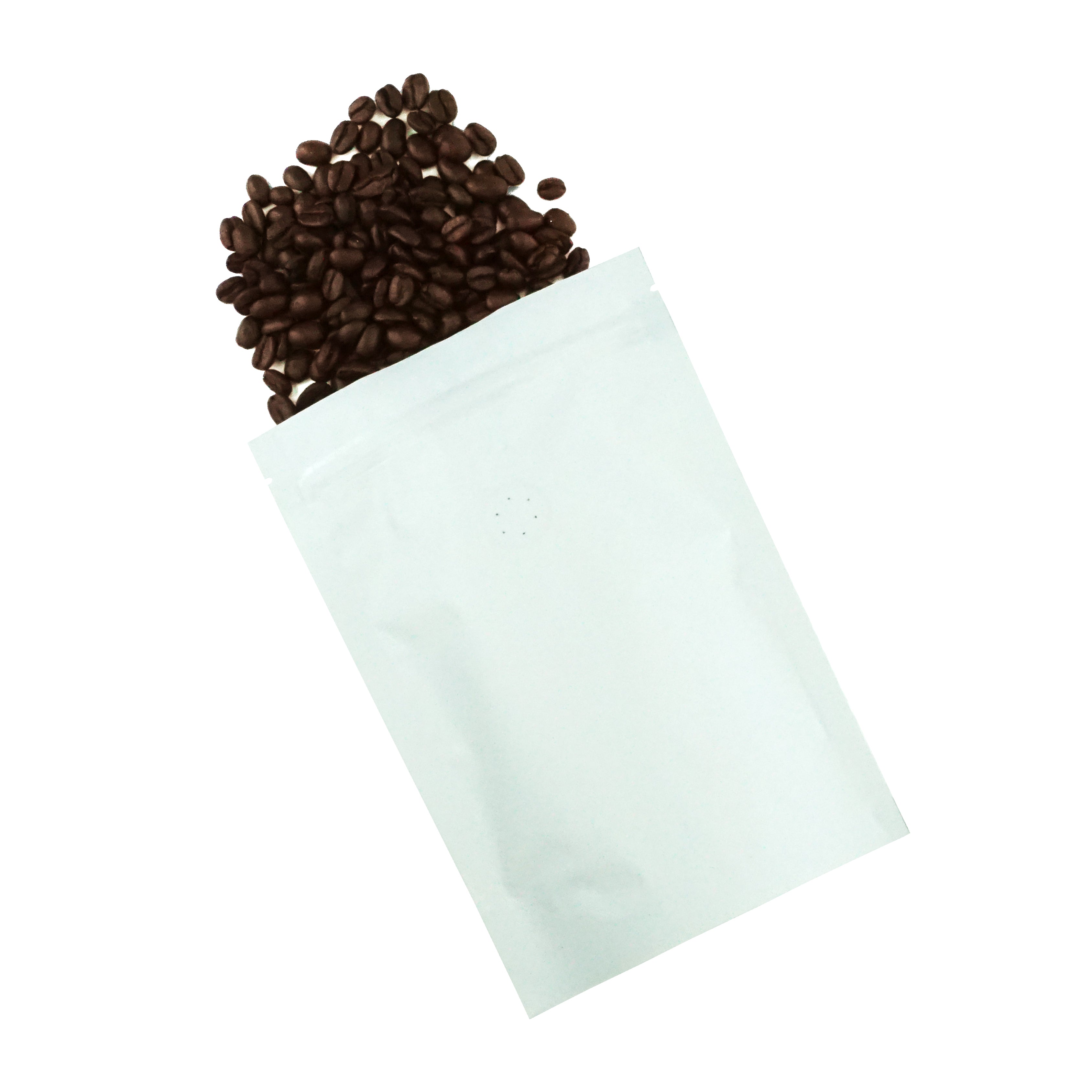 Light Roast White Foil Coffee Valve Stand Strong® Pouches with Zipper Seal