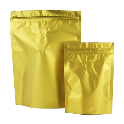 QQ Studio® Blonde Roast Gold Foil Coffee Valve StandStrong™ Pouches with Zipper Seal