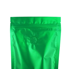 Matcha Green Foil Coffee Valve Stand Strong® Pouches with Zipper Seal