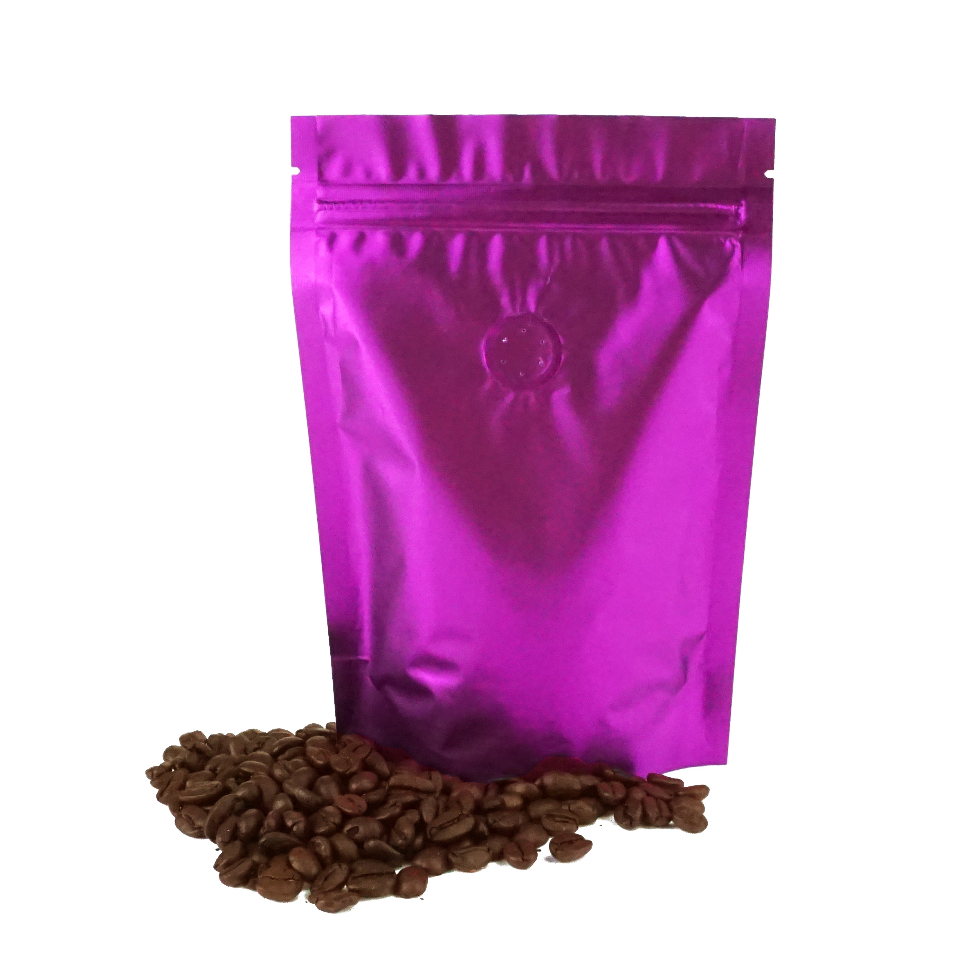 Taro Purple Foil Coffee Valve Stand Strong® Pouches with Zipper Seal