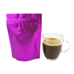 Taro Purple Foil Coffee Valve Stand Strong® Pouches with Zipper Seal