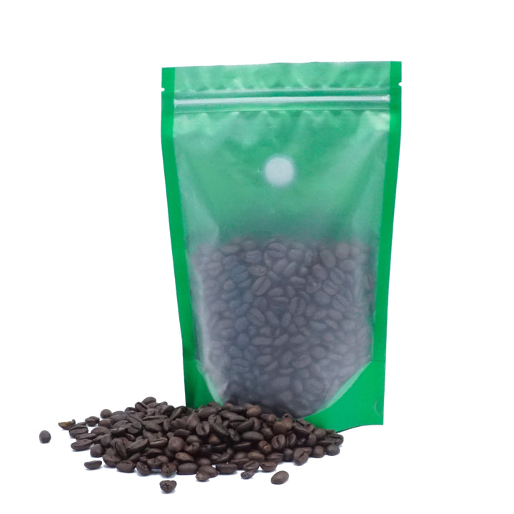 QQ Studio® Caffeinated Green Coffee Valve StandStrong™ Packaging Bags with Zipper Seal