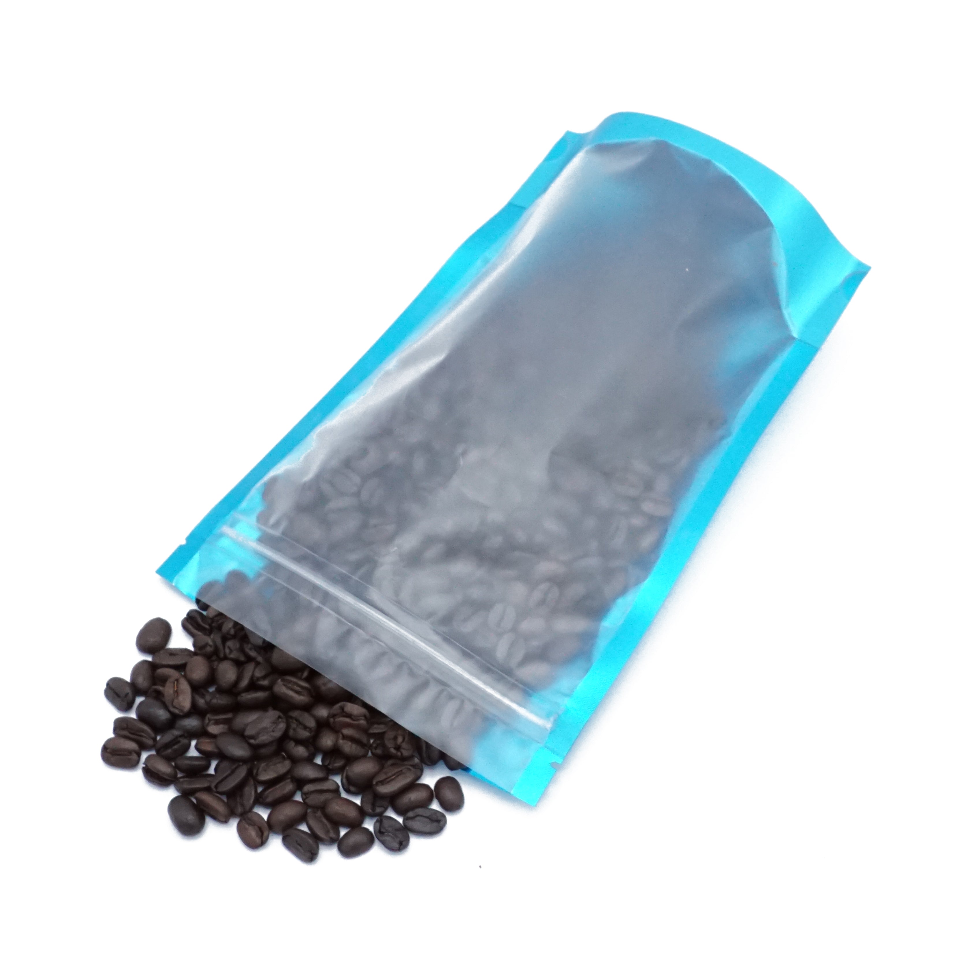 Nutty Blue Coffee Valve Stand Strong® Packaging Bags with Zipper Seal