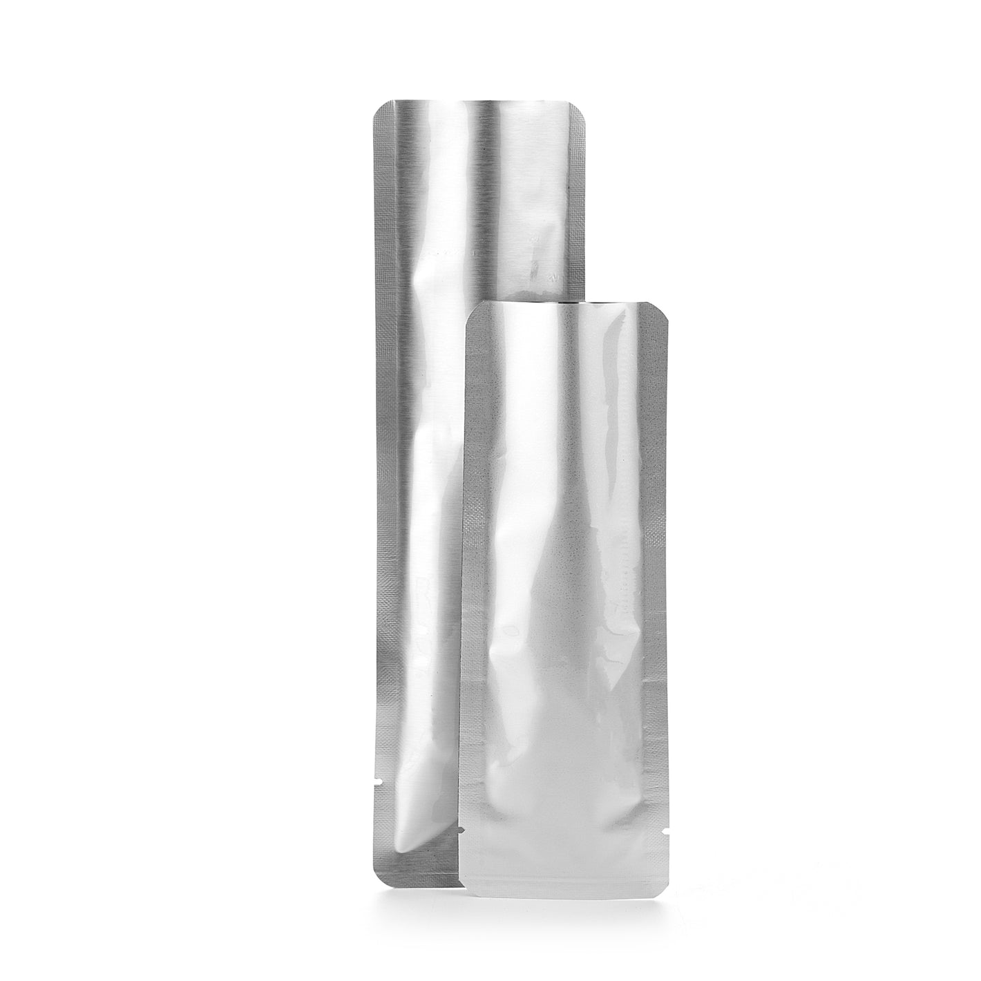 QQ Studio® Iron Silver Aluminum SlickSeal™ Stick Pouches Bags with Rounded Corners