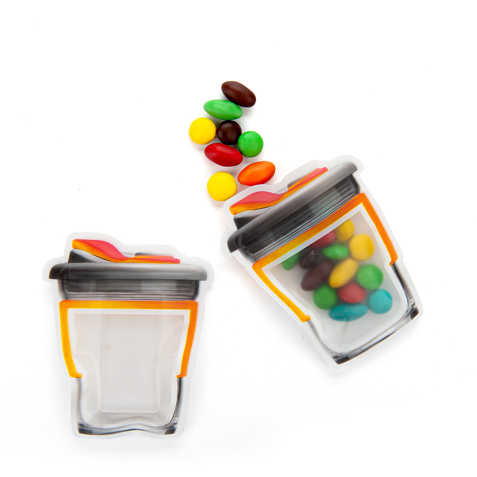 Reusable Flat Zipper Seal Bags – Fun Colored Shaker Bottle Shaped Plastic