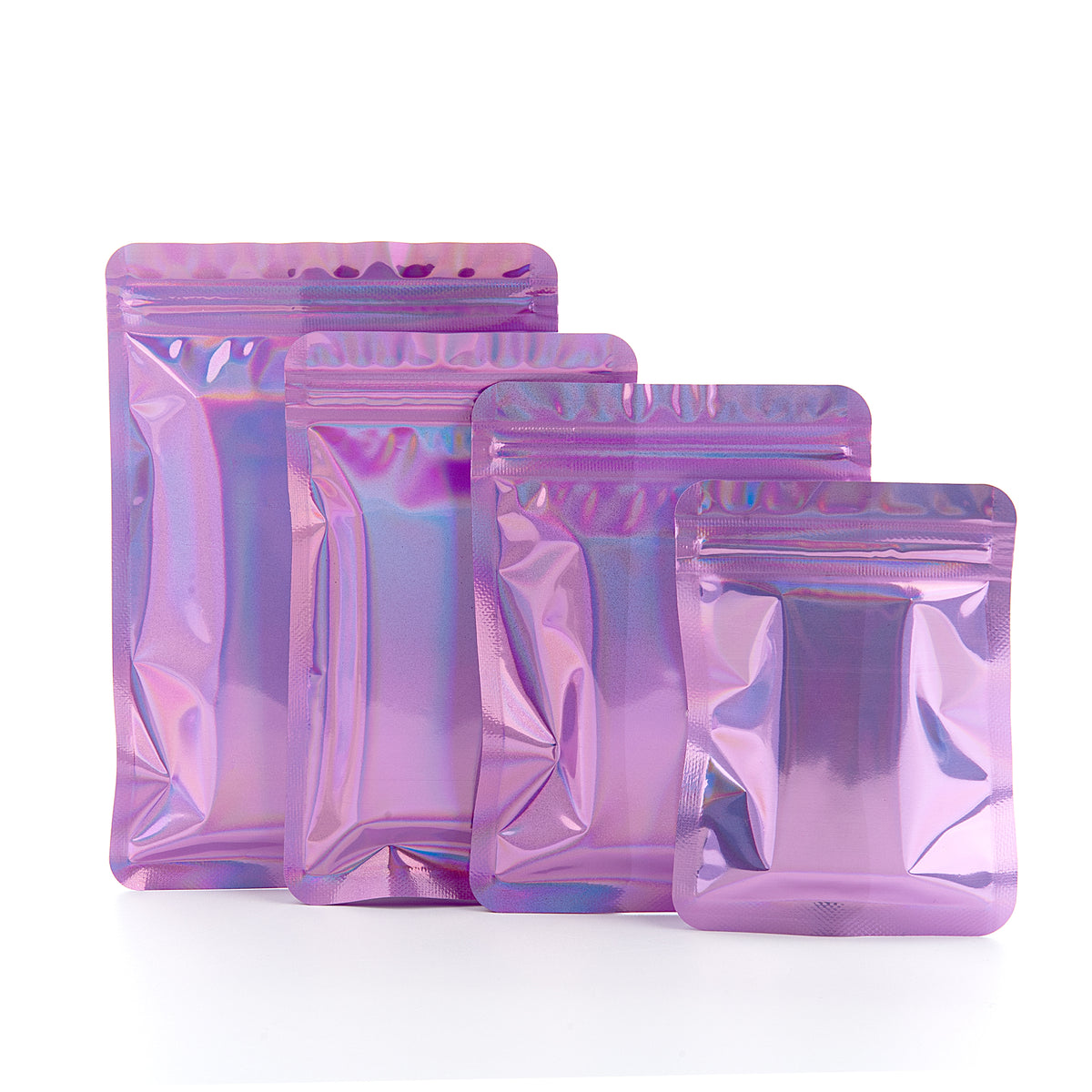 Reusable Flat Zipper Seal Bags – Half Gemstone Colored Mylar with Clear Front