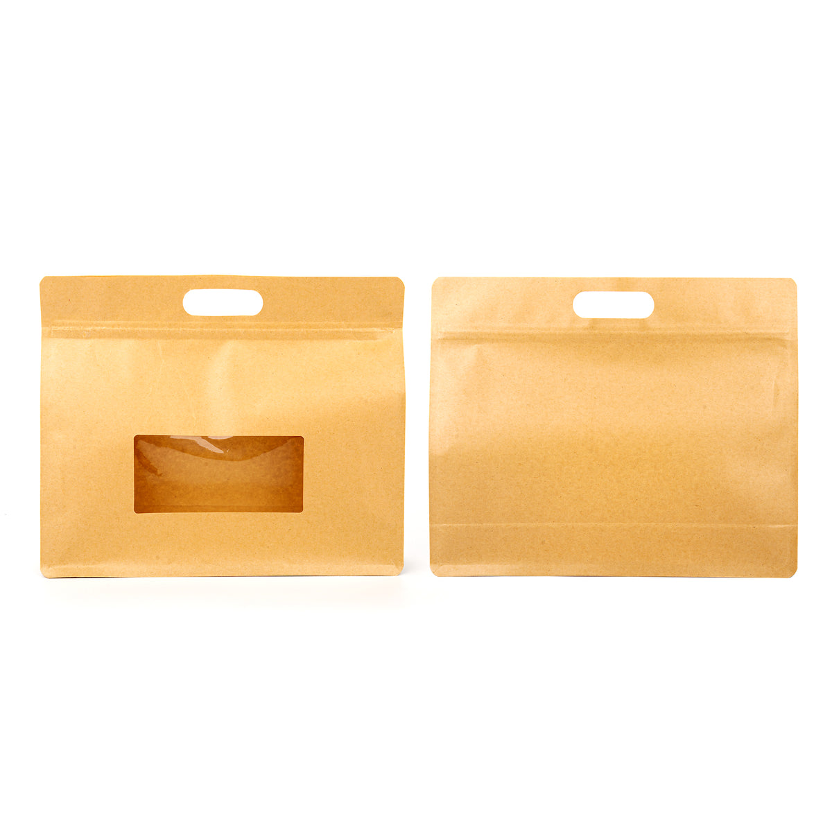 Krafty Brown Translucent Window Side Gusset Stand Strong® Bags with Die Cut Handles