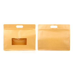 Krafty Brown Translucent Window Side Gusset Stand Strong® Bags with Die Cut Handles