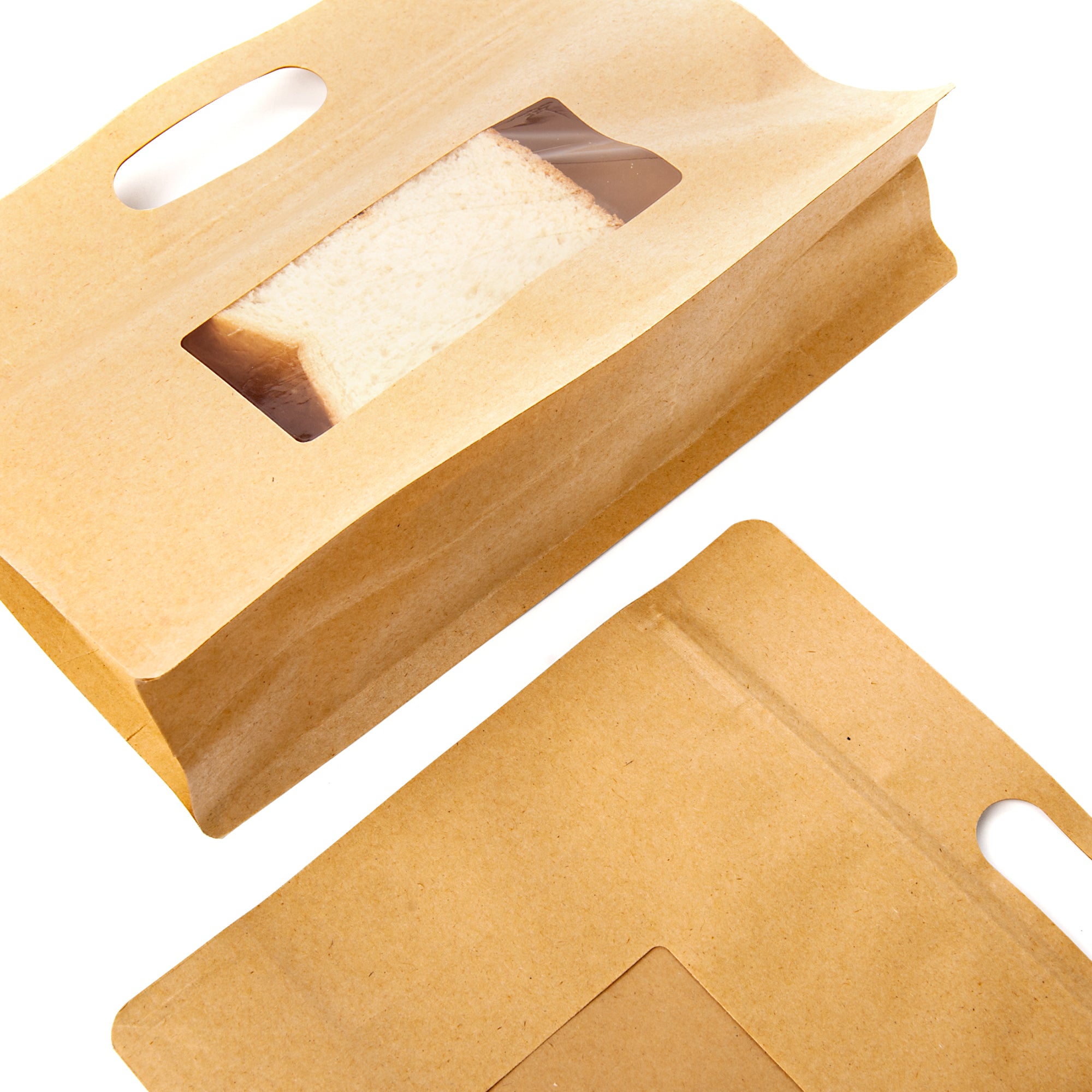 Krafty Brown Translucent Window Side Gusset Stand Strong® Bags with Die Cut Handles