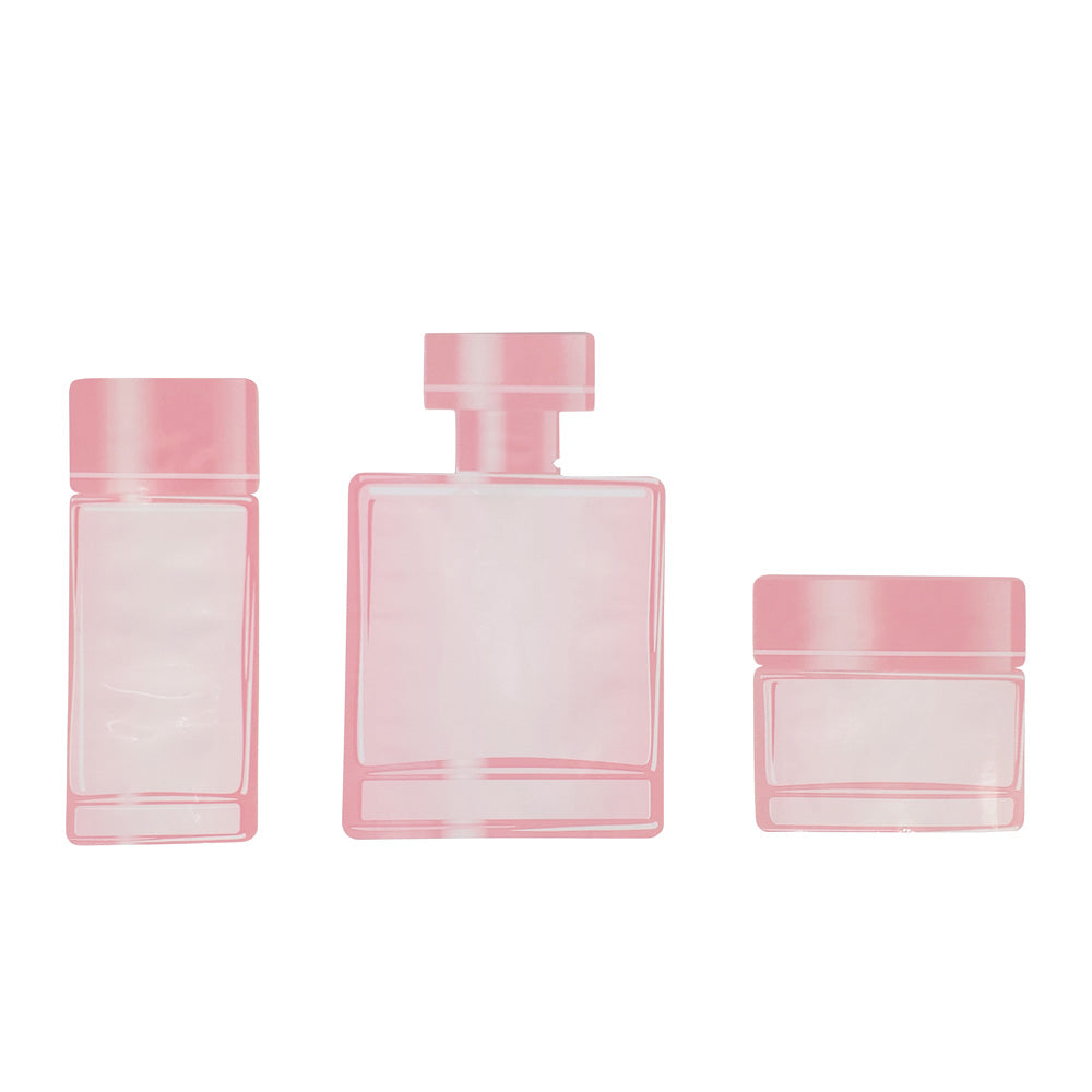 QQ Studio® Double-Sided Perfumed Pink Aluminum Cosmetic Bottle Shape Open Bottom Bags