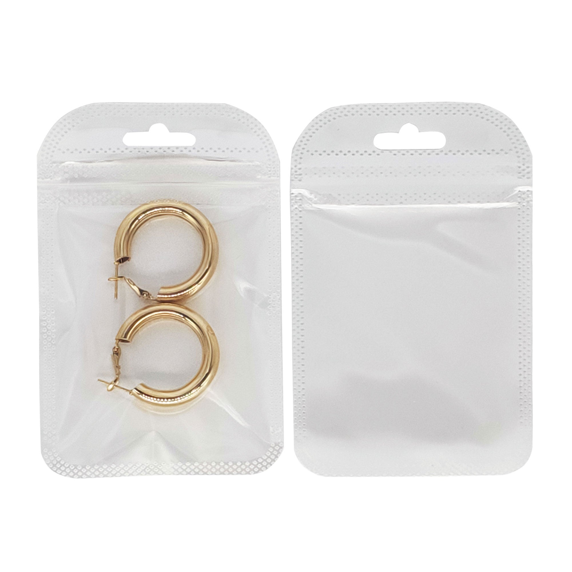 Half White Linen Plastic Flat QuickQlick® Bags with Rounded Corners and Butterfly Hang Hole
