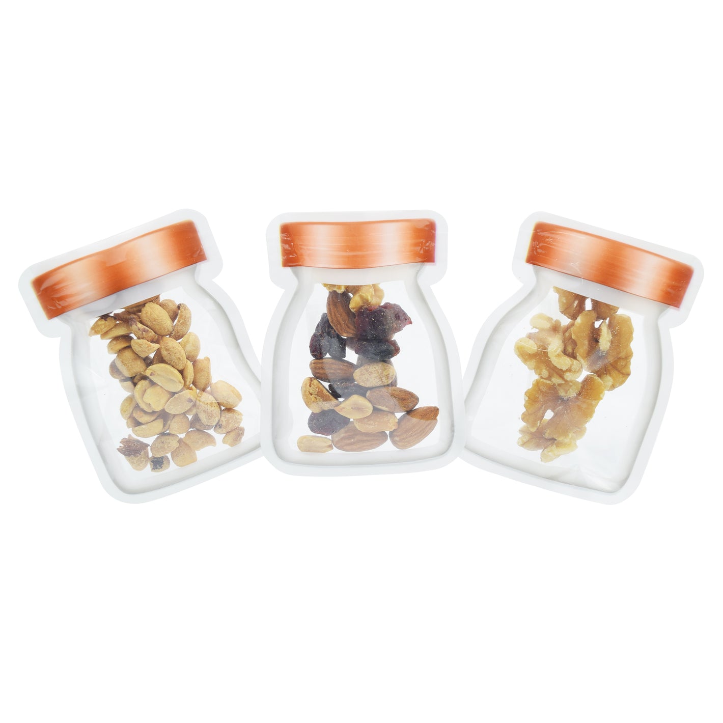 QQ Studio® Copper Lid Contained Clear Jar Shaped Design Flat Plastic QuickQlick® Bags