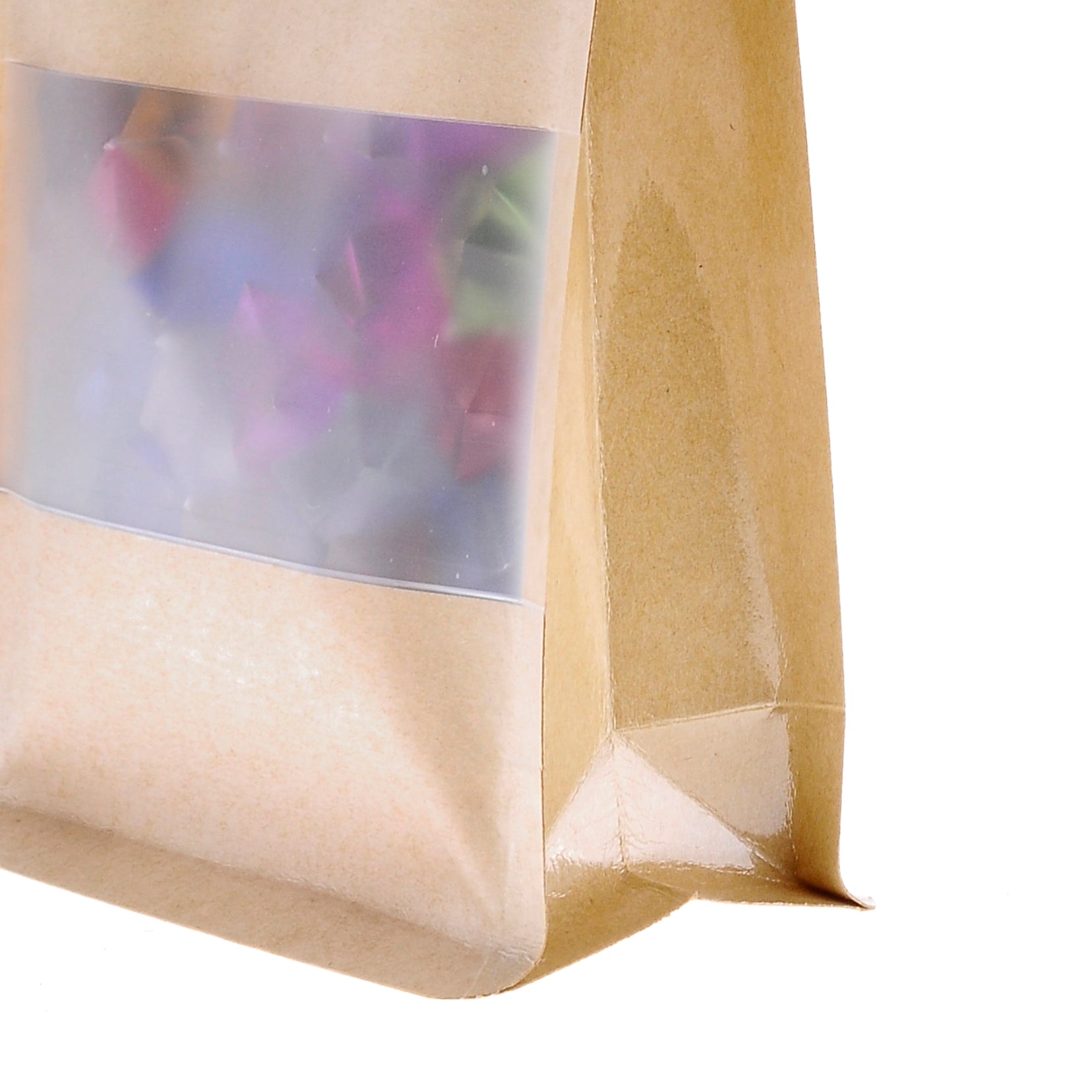 Krafty Brown Paper Side Gusset with Translucent Window Stand Strong® Bags