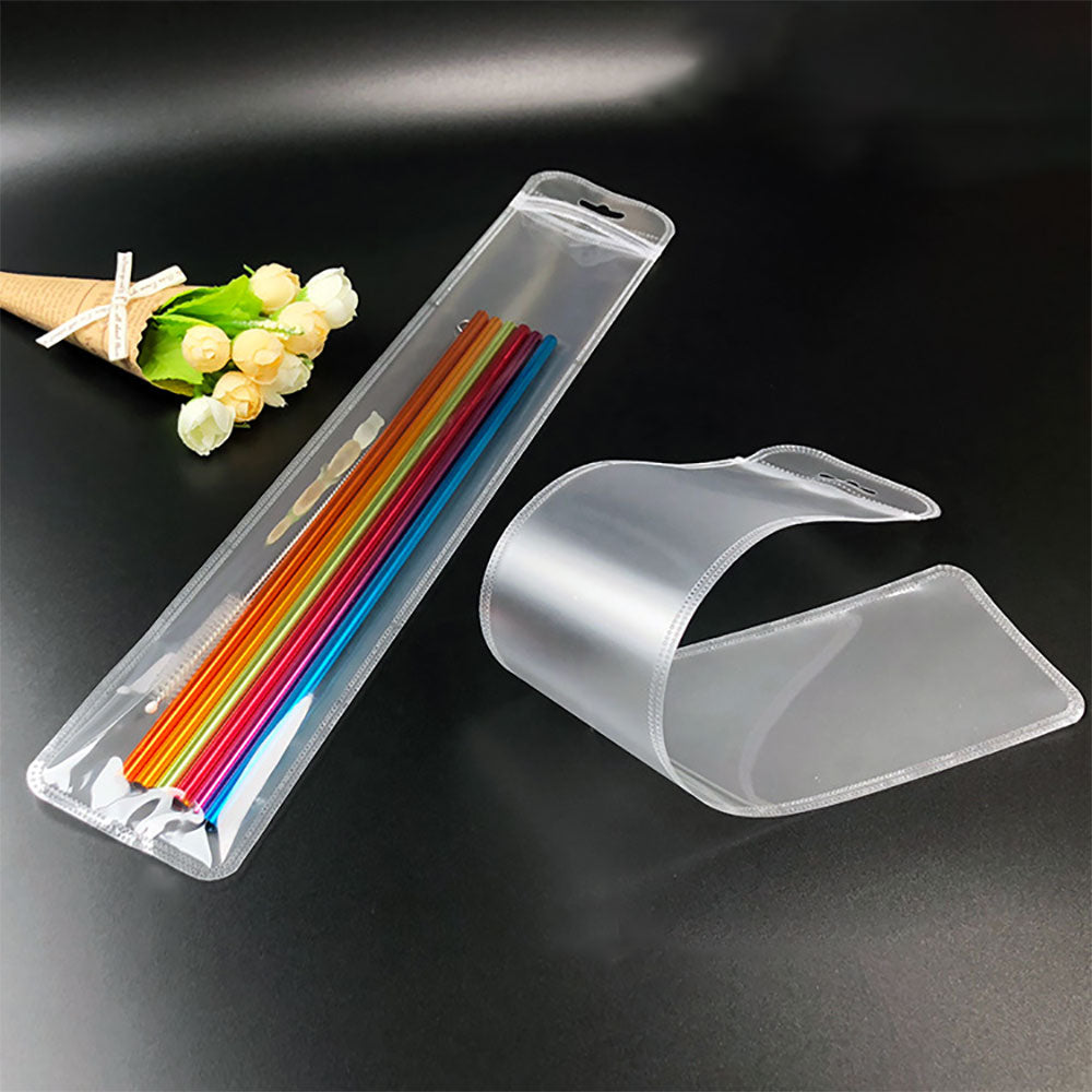 Transparent Front Frosted Back Poly Bags – Flat Resealable Packaging with Butterfly Hang Hole