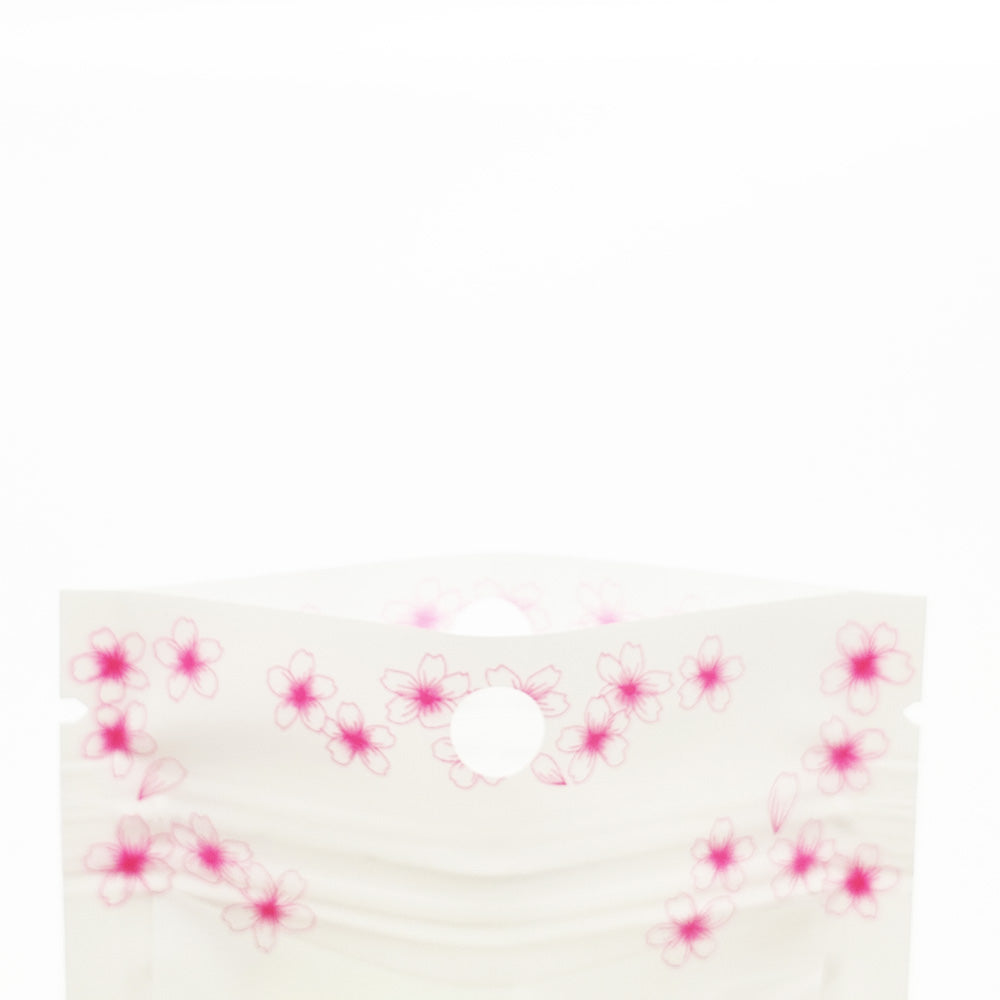 Glossy Floral White Polyethylene Zipper Seal Flat Bags with Flower Border and Hang Hole