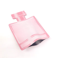 Double-Sided Perfumed Pink Aluminum Cosmetic Bottle Shape Open Bottom Bags