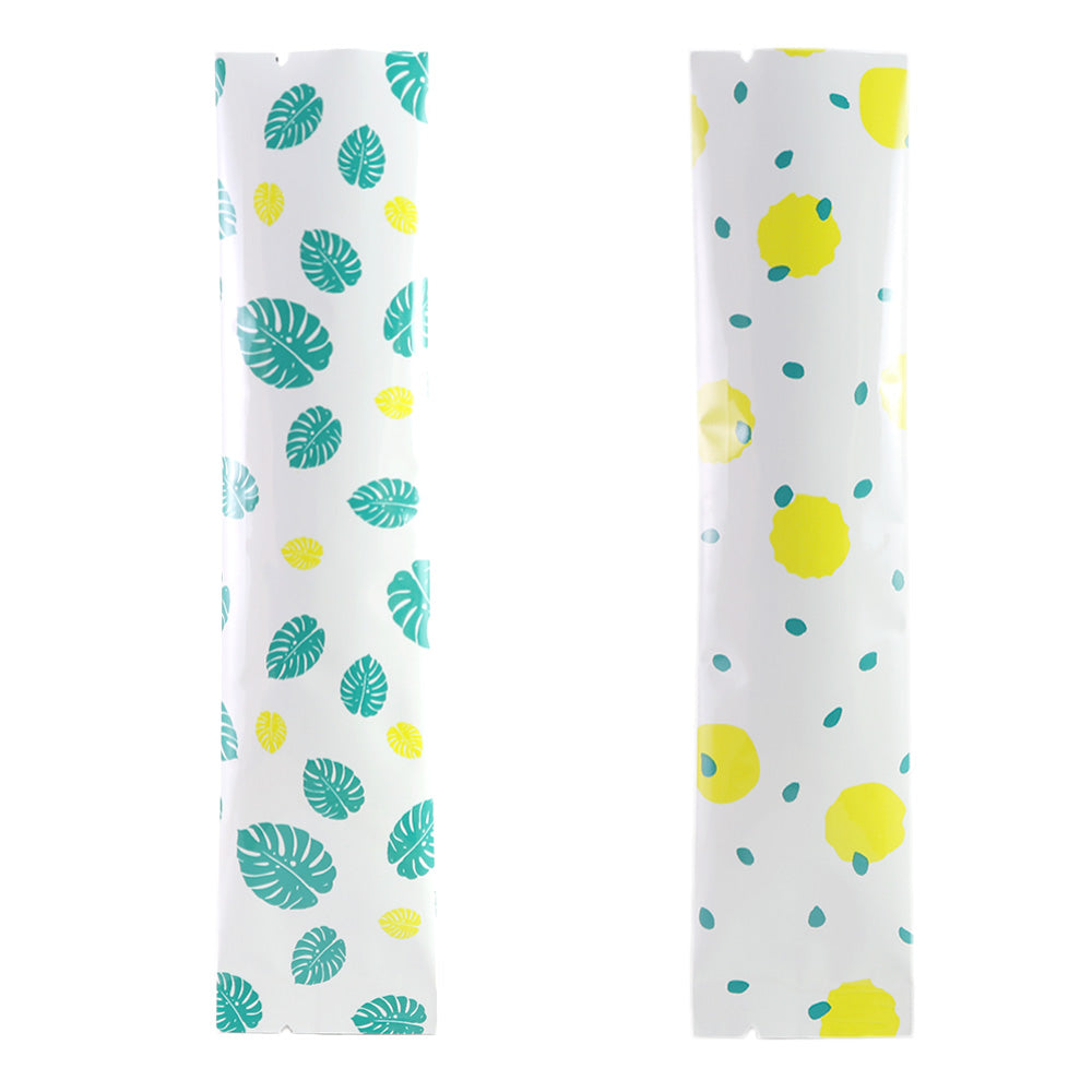 Glossy Leaf Design Metallized Open Top Stick Bag