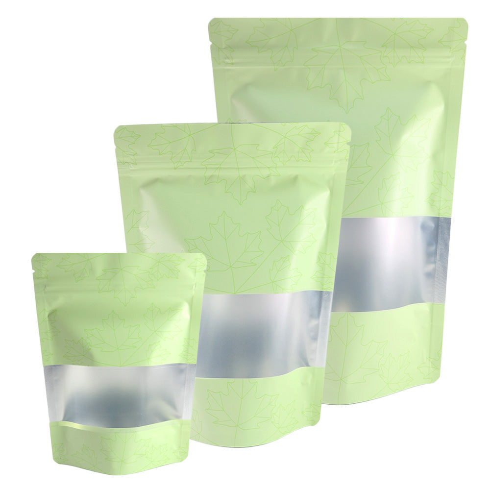 Matte Frosted Window Maple Leaves Design Aluminum Stand Strong® Bags