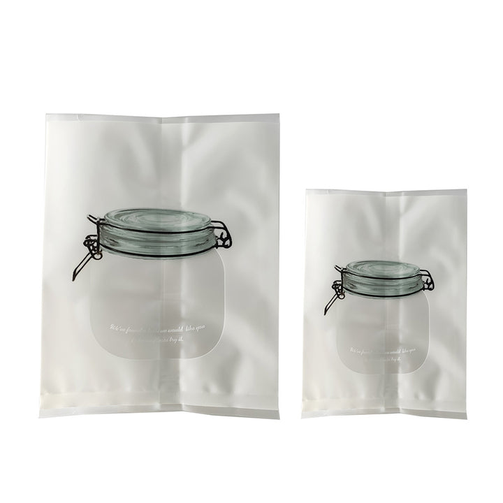 QQ Studio® Sugar White with Translucent Window Jar Design Open Top Bags