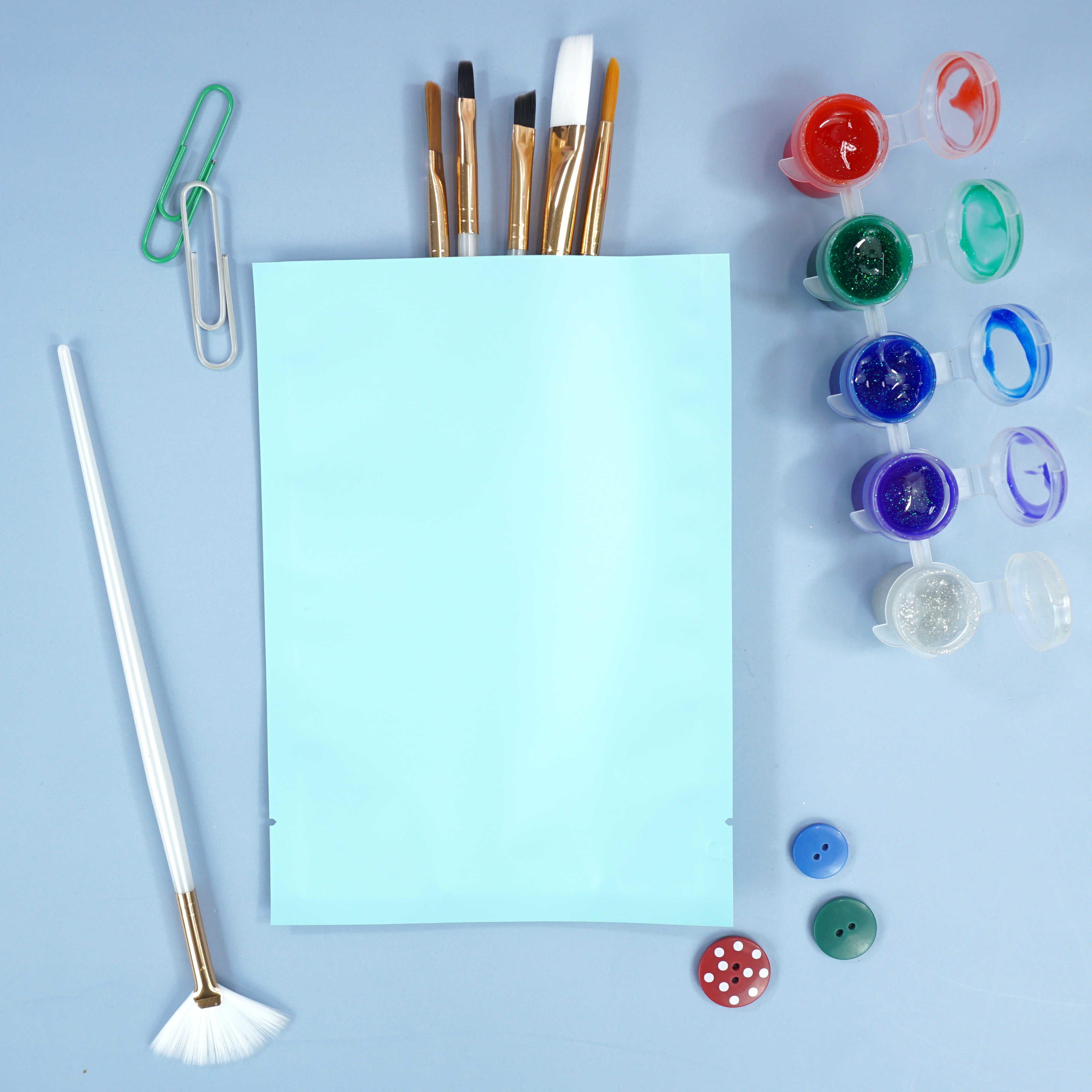 Biscuit Blue Matte Plastic SlickSeal™ Bags with Frosted Window