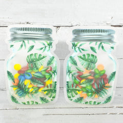 Mixed Doughnut, Leaf, and Feather Print Designs Translucent Polyethylene Jar Shaped Stand Strong® Bags