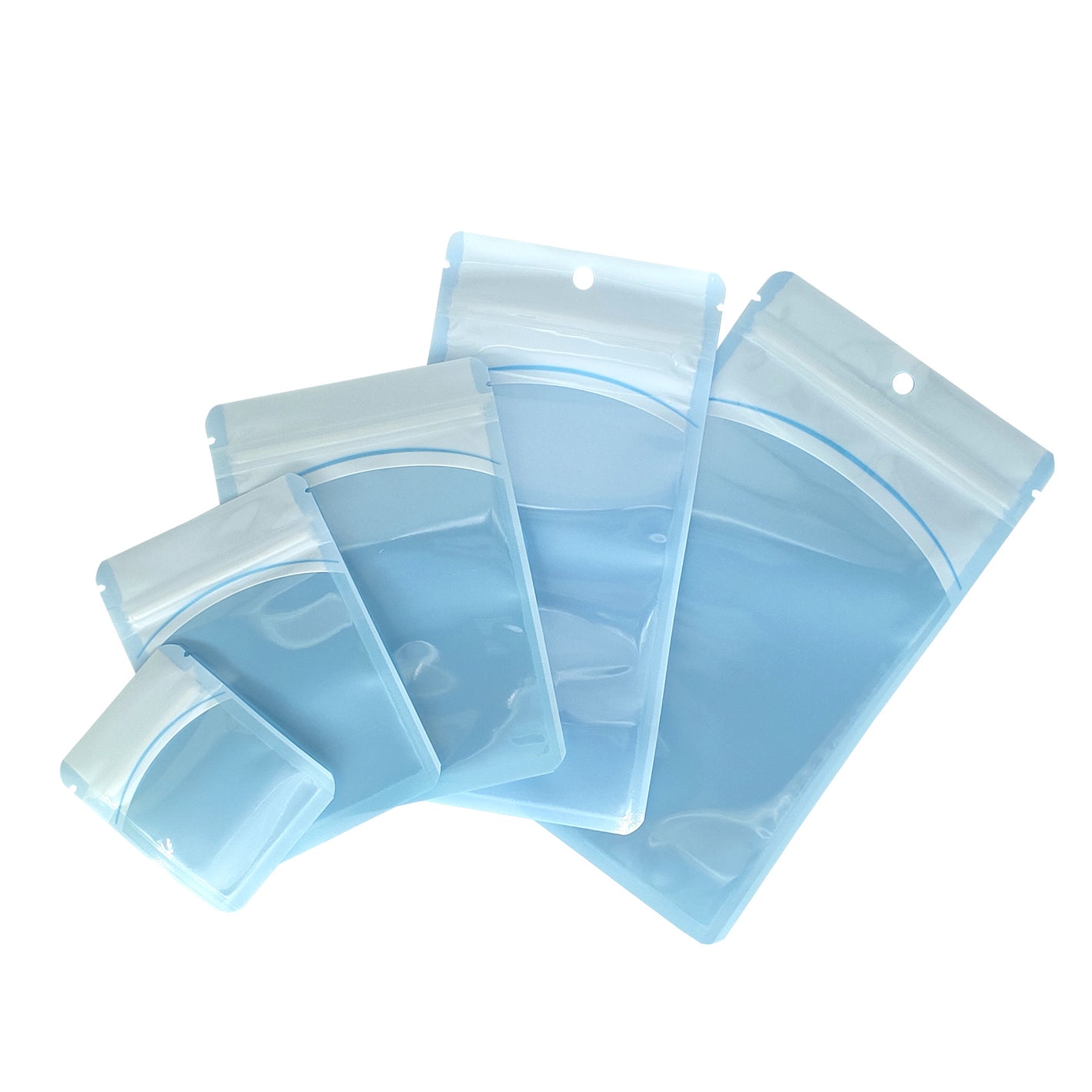 QQ Studio® Glossy Soft Baby Blue Plastic QuickQlick™ Bags with Hang Hole