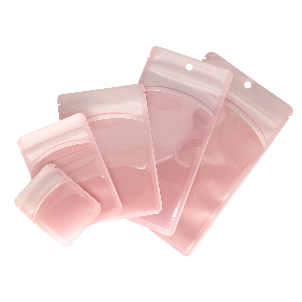 Glossy Plastic Zipper Bags with Transparent Framed Window and Hang Hole