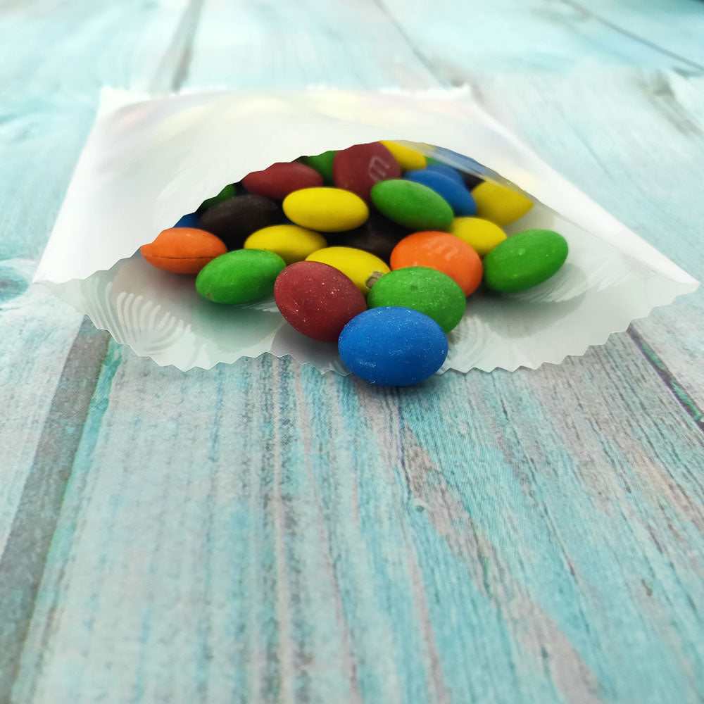 Frosty Pelican Translucent White Feathers and Leaves Design Fin Seal Open Top Bag