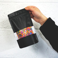 Matte Waxed Black Window Mylar Stand Strong® Bags