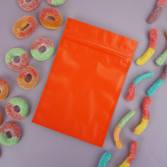 Flat Zipper Seal Bags – Matte Red Plastic with Frosted Window