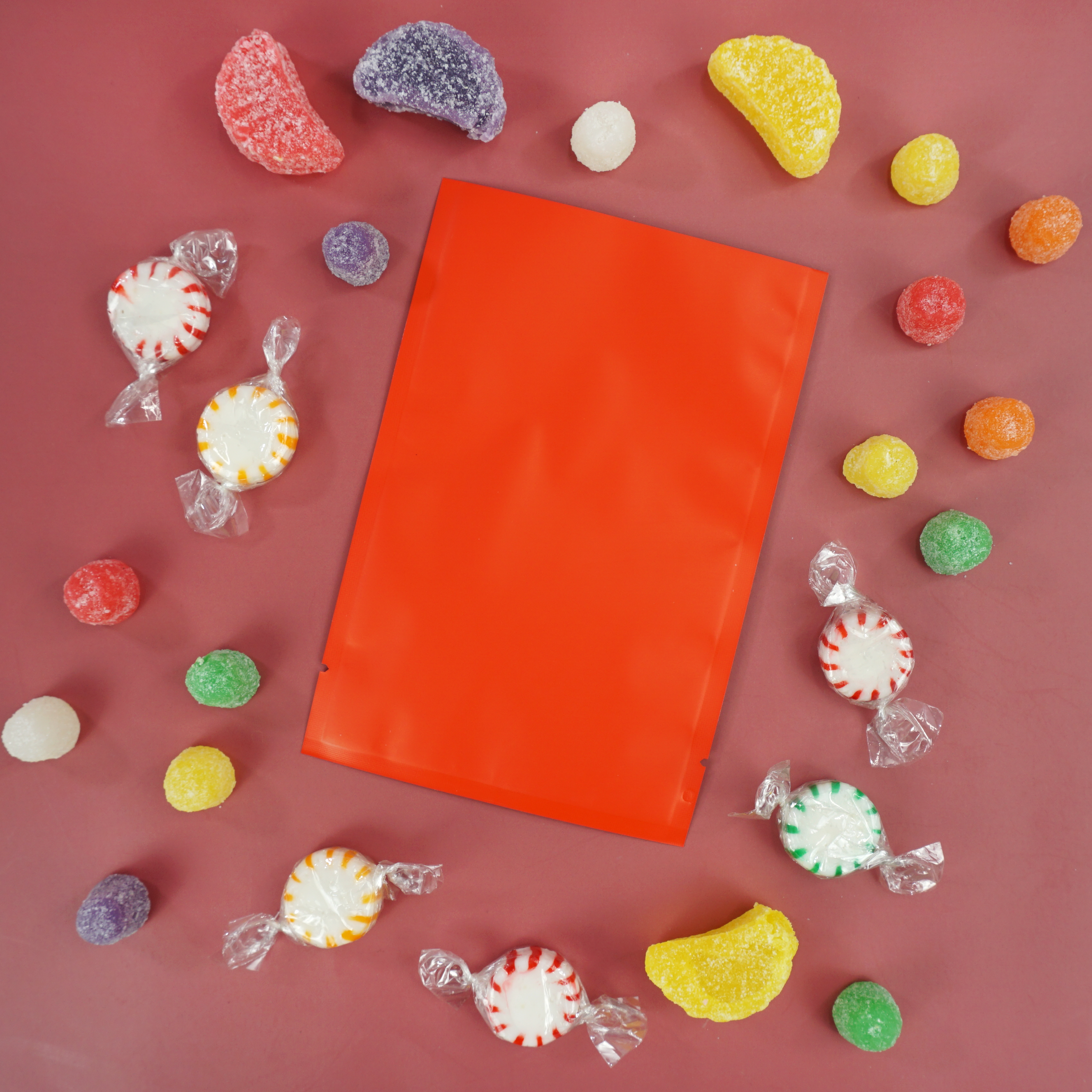 Ravioli Red Matte Plastic SlickSeal™ Bags with Frosted Window